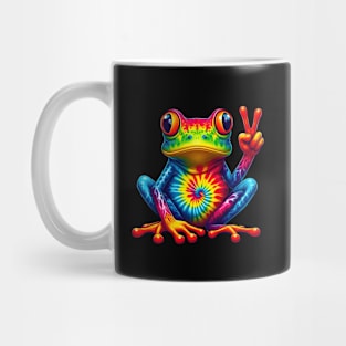 Tie-Dye Frog Peace Sign Hippie Mug